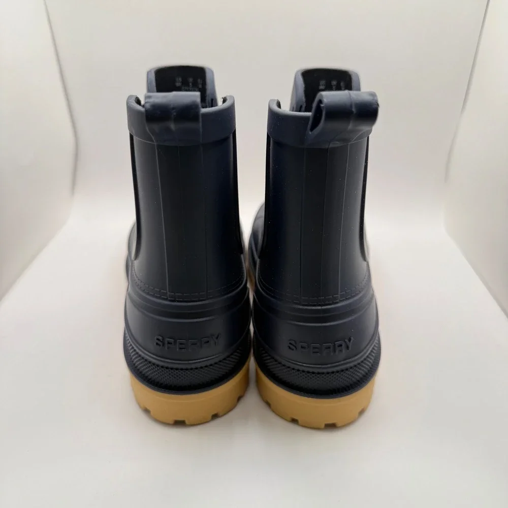 Sperry Navy Blue Rubber Rain Boots Boys Size 6 Waterproof Chelsea STK29130